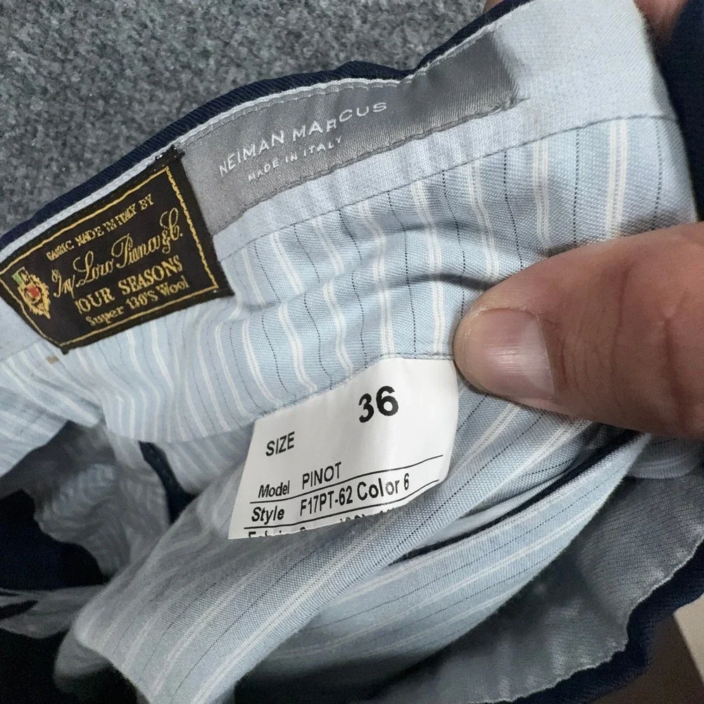 Neiman Marcus Dress Pants Men 36 Blue Loro Piana Wool Flat Chino Trousers Luxury